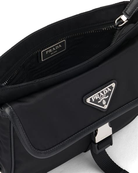 re-nylon and saffiano leather shoulder bag prada|Prada saffiano leather crossbody bag.